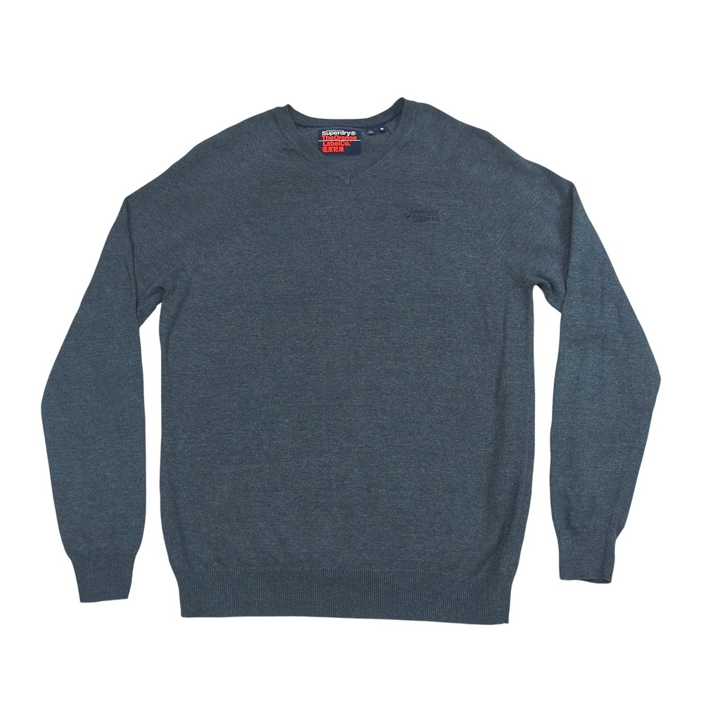 Superdry Orange Label Mens V-Neck Sweater Blue M6100026A Heathered Knit Size M